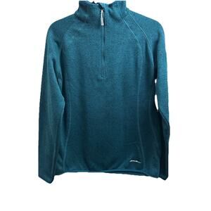 Eddie Bauer Womens Large Quarter Zip Knit Heather Fleece Lined Pullover Casual